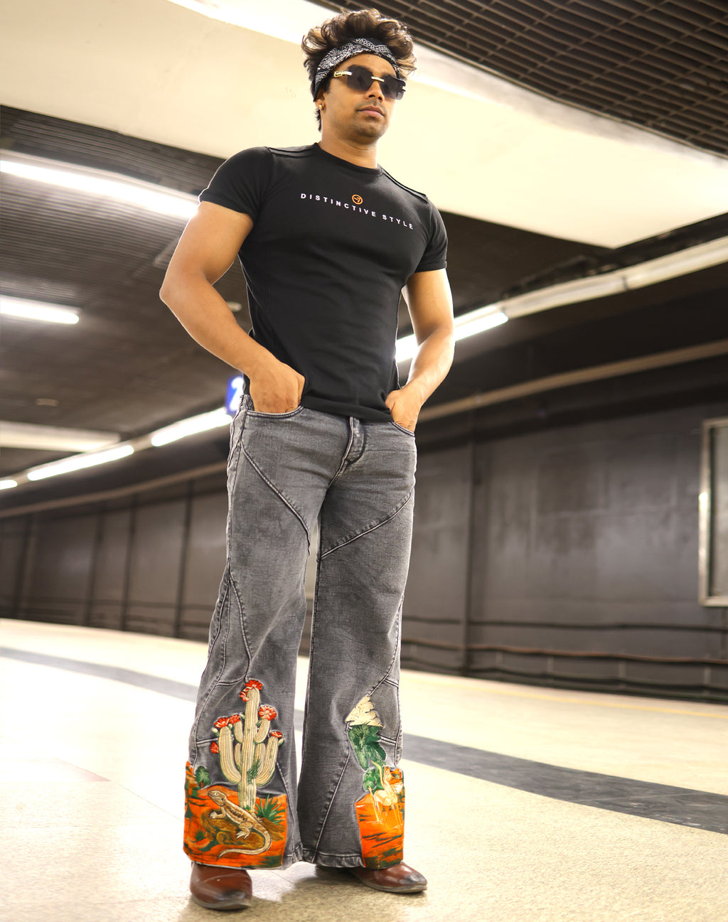 Desert Mirage Embroidered Flared Jeans Unisex
