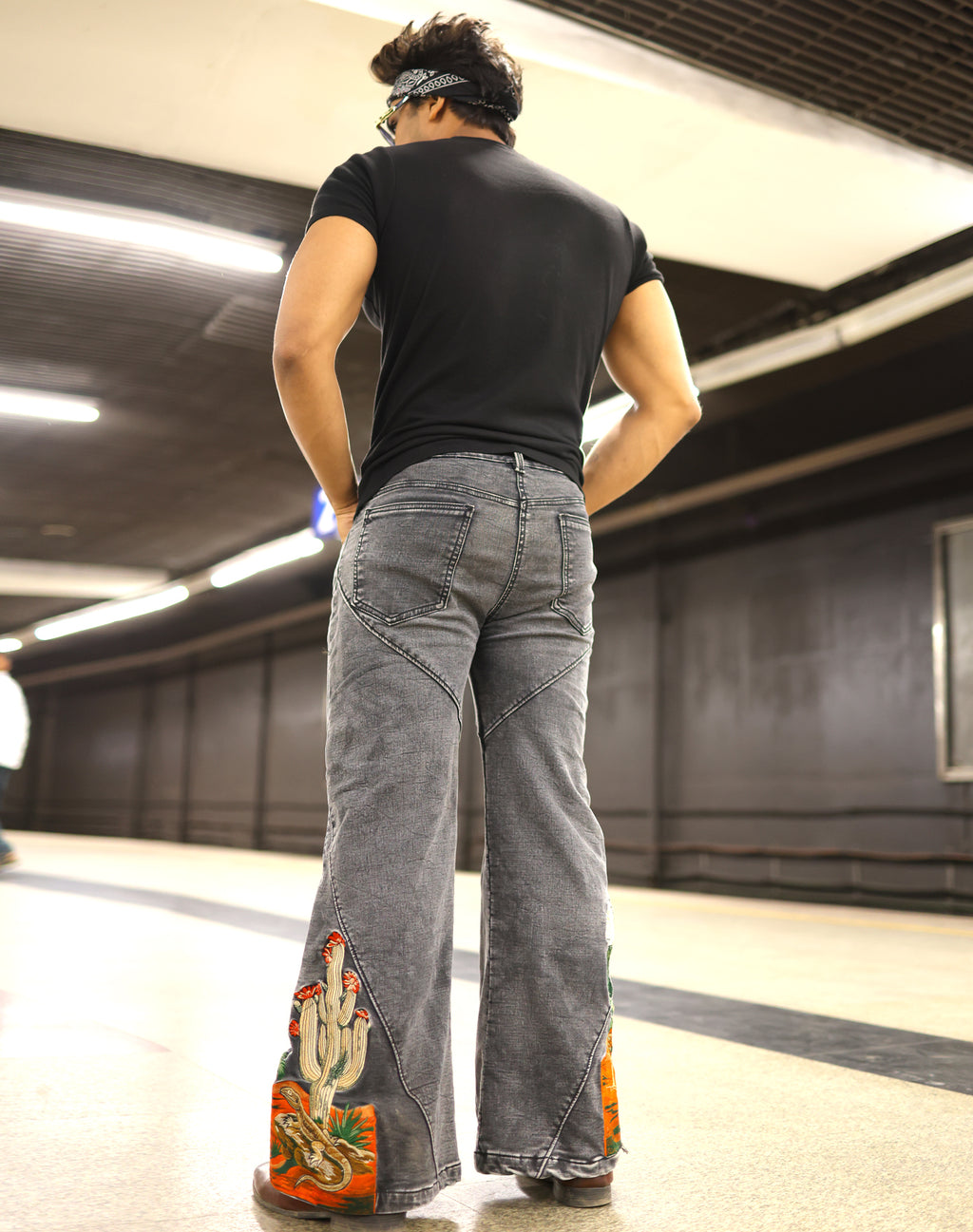 Desert Mirage Embroidered Flared Jeans Unisex